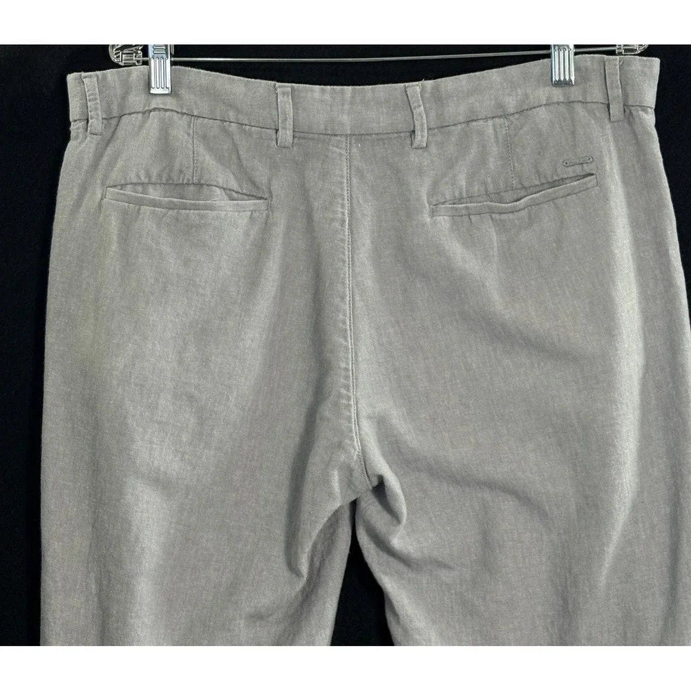 PORTER & ASH Men Linen Blend Pants Sz 34 Gray Coastal Beach Preppy Resort 8a-4